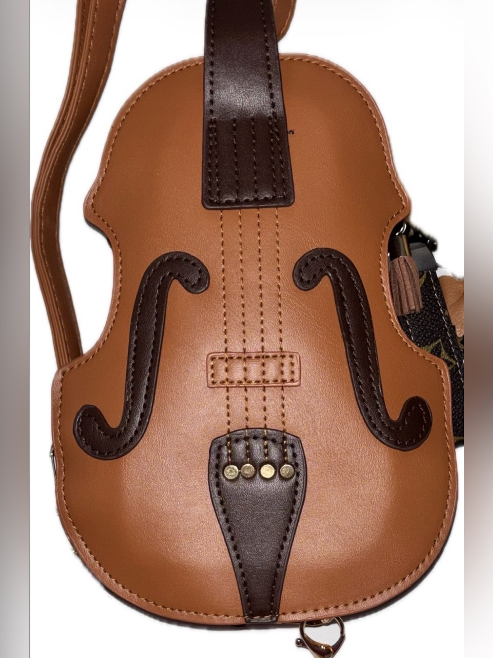 $10 NWT Violin-Shaped Crossbody Bag with Dark Brown Strap - Picture 5 of 5
